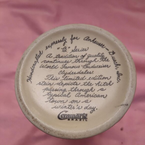 Vintage Budweiser 1986 B Series Christmas Clydesdale Ceramic Beer Stein Mug - Picture 5 of 5